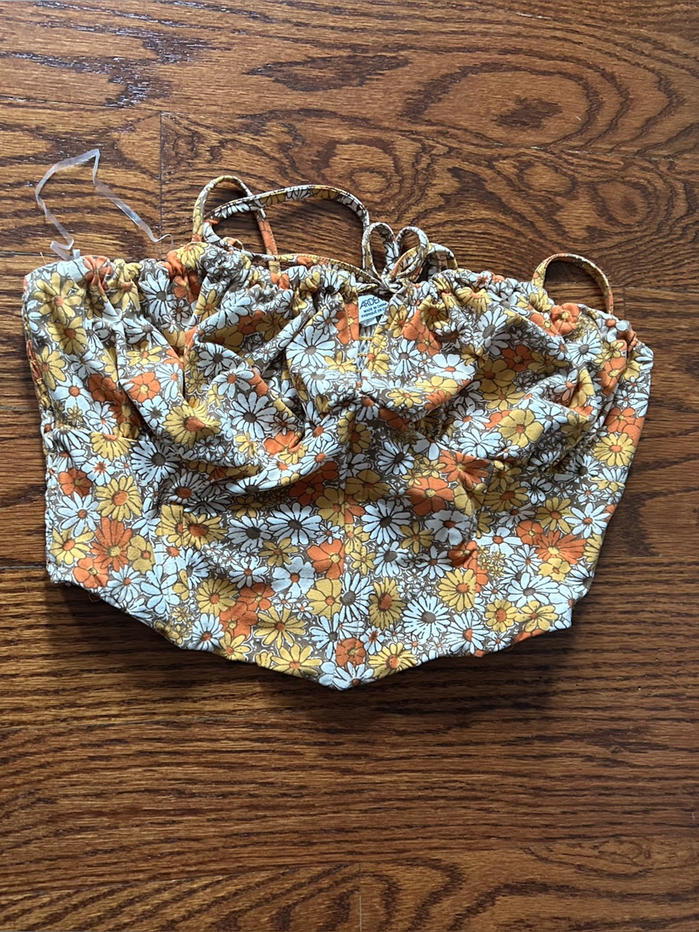 Ardene Floral Crop Top - Orange, Yellow & White